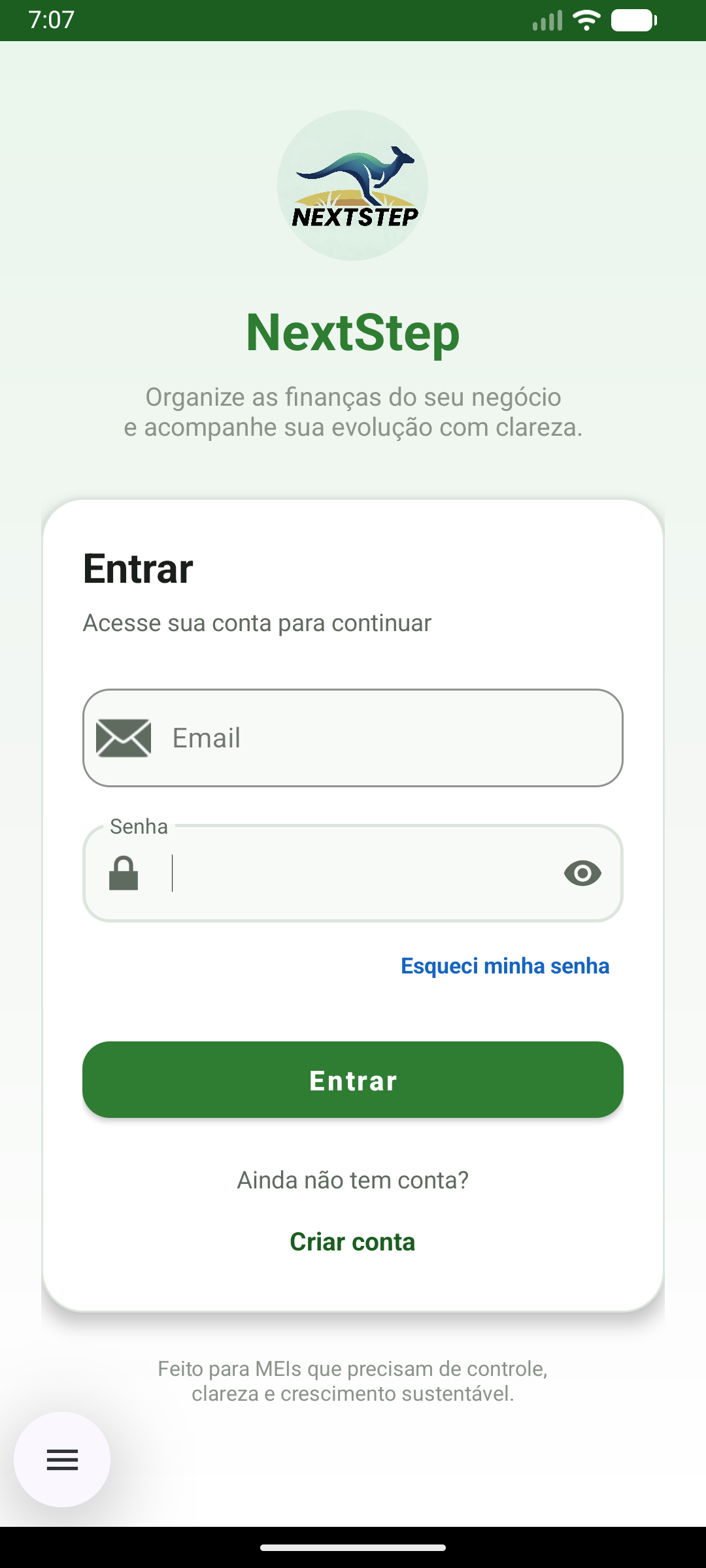 Tela do aplicativo